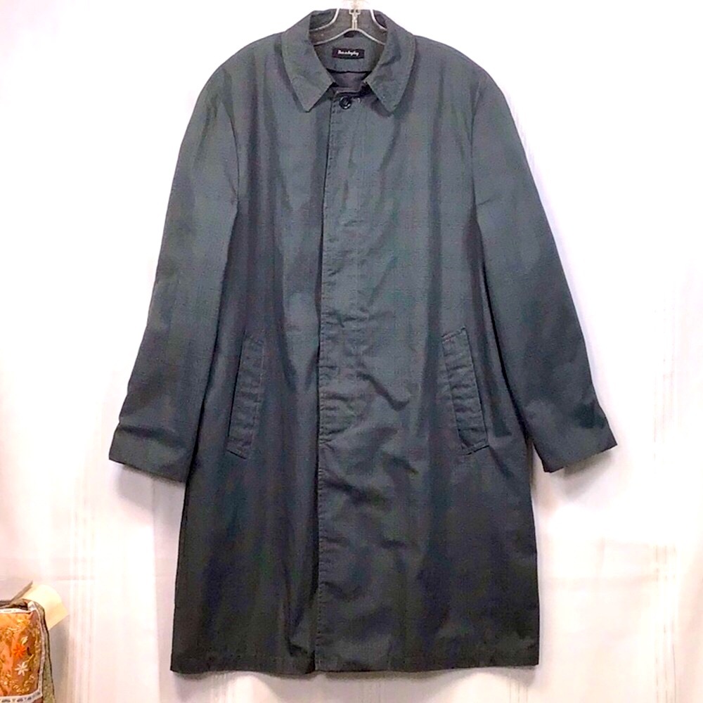 Vintage 👑 Towncraft Glen Plaid Fleece Liner Trench Coat Made in Hong Kong Sz.42